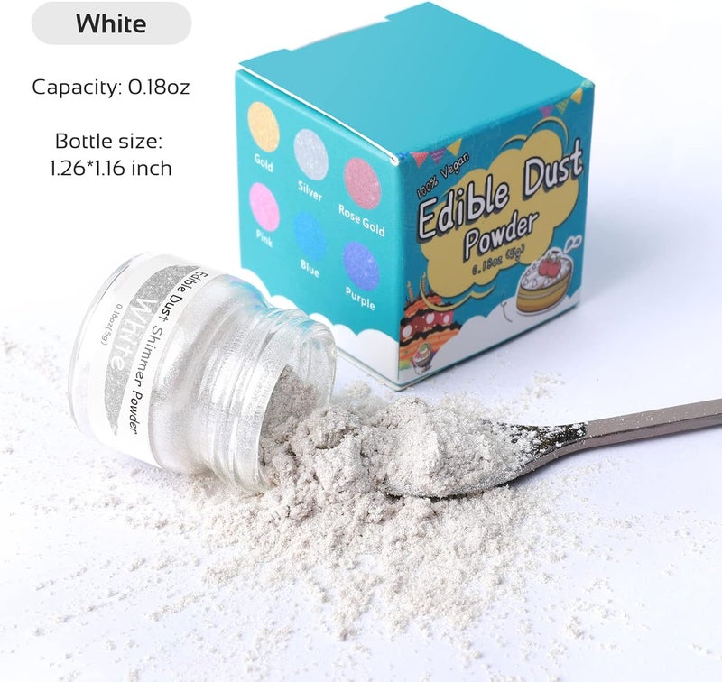 Jelife White Edible Luster Dust - 5g - Image 2